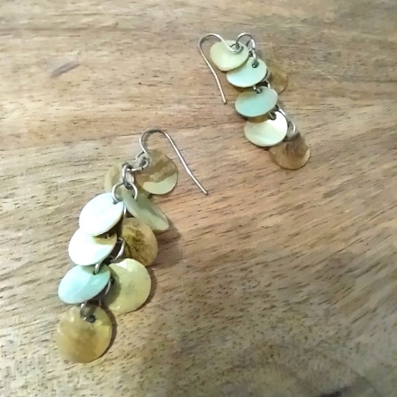 NB Genuine died shell boho vibe earrings mermaid scale style - Picture 4 of 4